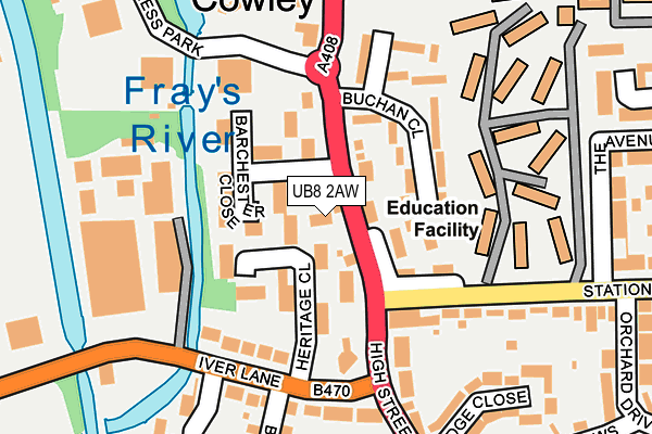 UB8 2AW map - OS OpenMap – Local (Ordnance Survey)