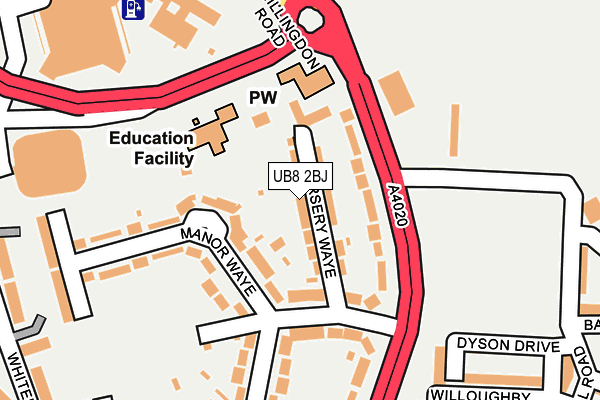 UB8 2BJ map - OS OpenMap – Local (Ordnance Survey)