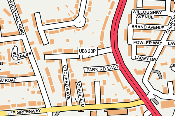 UB8 2BP map - OS OpenMap – Local (Ordnance Survey)