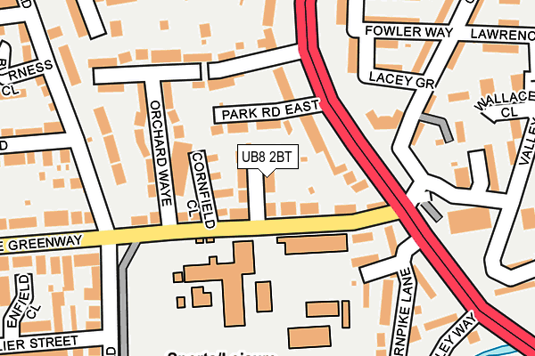 UB8 2BT map - OS OpenMap – Local (Ordnance Survey)