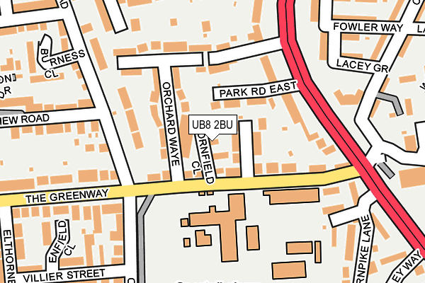 UB8 2BU map - OS OpenMap – Local (Ordnance Survey)