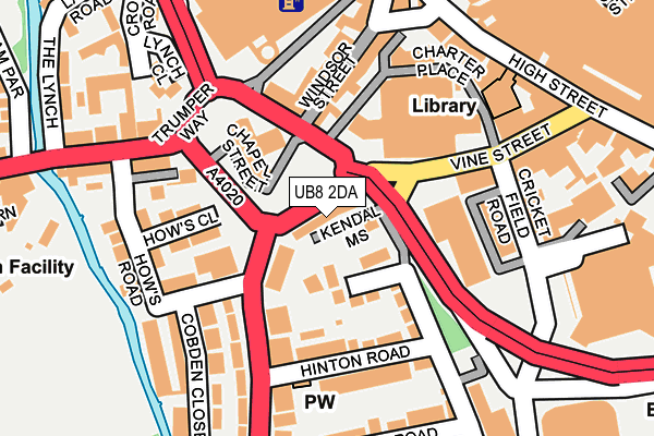 UB8 2DA map - OS OpenMap – Local (Ordnance Survey)