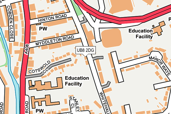 UB8 2DG map - OS OpenMap – Local (Ordnance Survey)