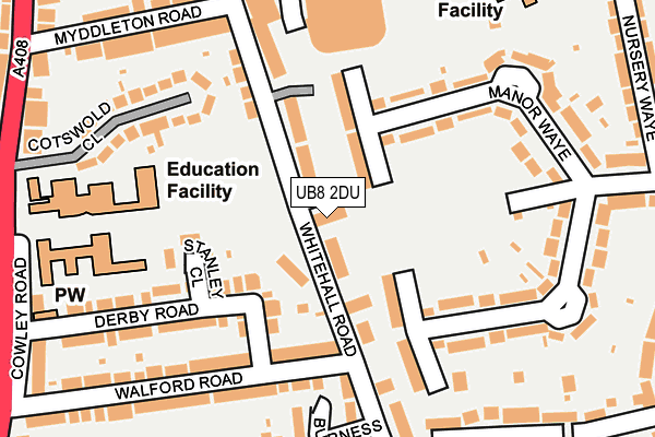 UB8 2DU map - OS OpenMap – Local (Ordnance Survey)