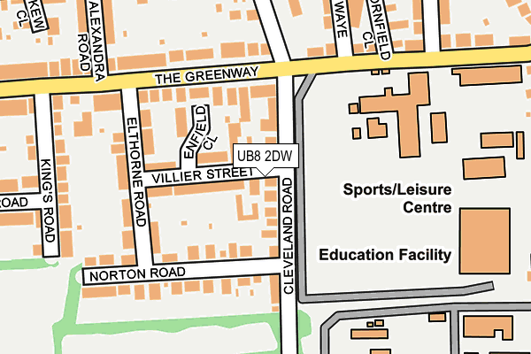 UB8 2DW map - OS OpenMap – Local (Ordnance Survey)