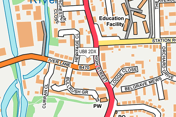 UB8 2DX map - OS OpenMap – Local (Ordnance Survey)