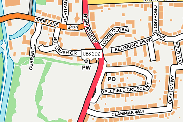 UB8 2DZ map - OS OpenMap – Local (Ordnance Survey)