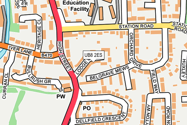 UB8 2ES map - OS OpenMap – Local (Ordnance Survey)