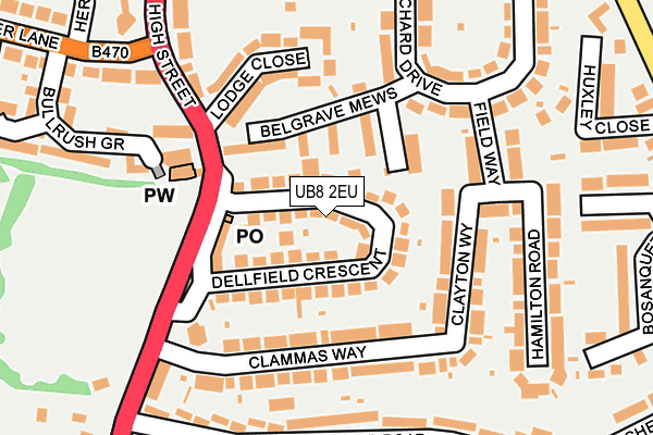 UB8 2EU map - OS OpenMap – Local (Ordnance Survey)