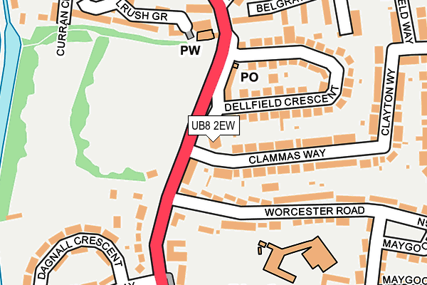 UB8 2EW map - OS OpenMap – Local (Ordnance Survey)