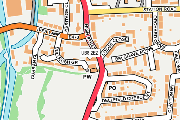 UB8 2EZ map - OS OpenMap – Local (Ordnance Survey)