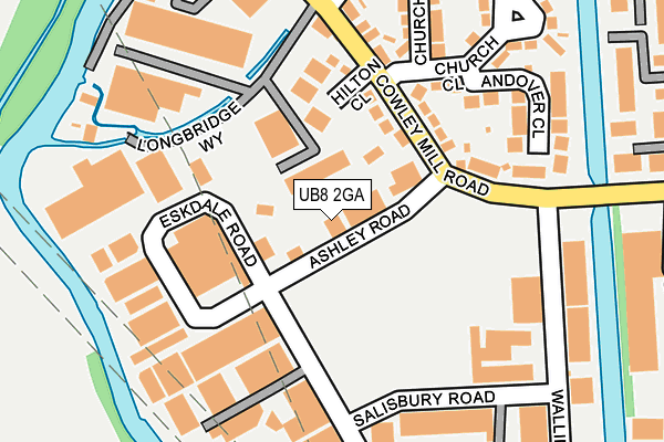 UB8 2GA map - OS OpenMap – Local (Ordnance Survey)