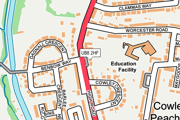 UB8 2HF map - OS OpenMap – Local (Ordnance Survey)