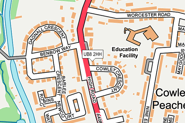 UB8 2HH map - OS OpenMap – Local (Ordnance Survey)