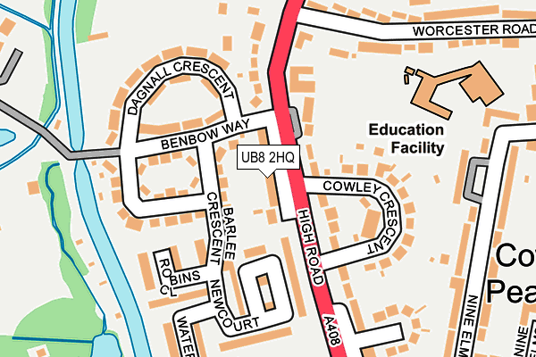 UB8 2HQ map - OS OpenMap – Local (Ordnance Survey)