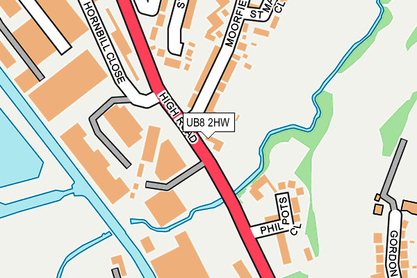 UB8 2HW map - OS OpenMap – Local (Ordnance Survey)