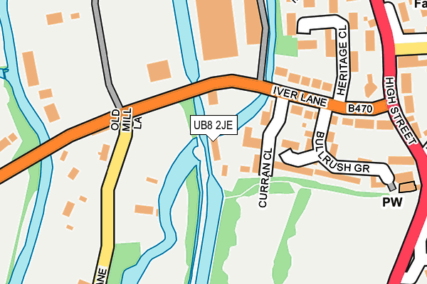 UB8 2JE map - OS OpenMap – Local (Ordnance Survey)