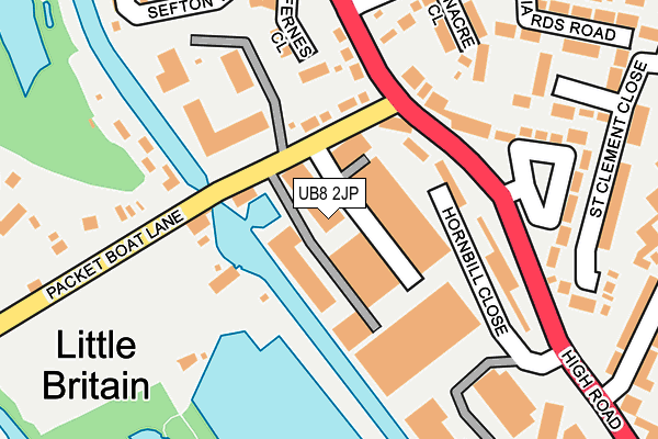 UB8 2JP map - OS OpenMap – Local (Ordnance Survey)