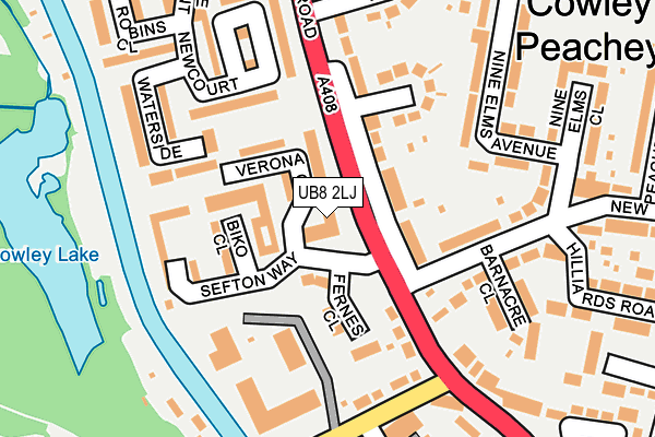 UB8 2LJ map - OS OpenMap – Local (Ordnance Survey)
