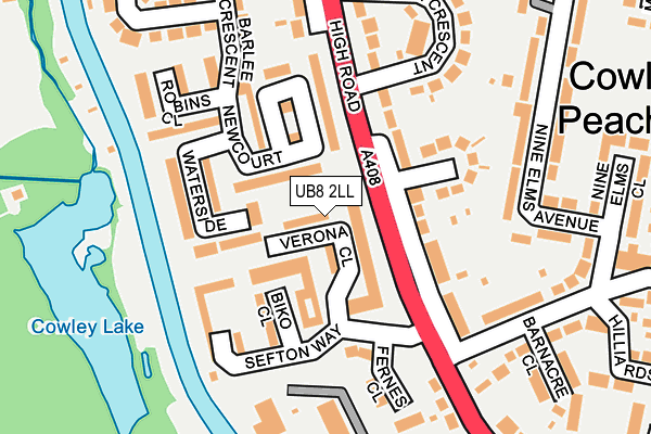 UB8 2LL map - OS OpenMap – Local (Ordnance Survey)