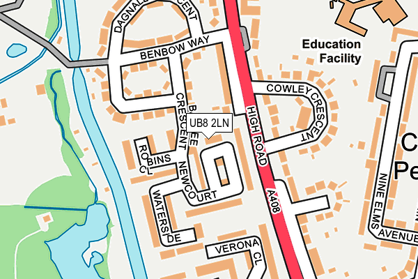 UB8 2LN map - OS OpenMap – Local (Ordnance Survey)