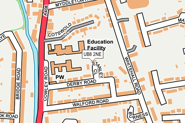 UB8 2NE map - OS OpenMap – Local (Ordnance Survey)