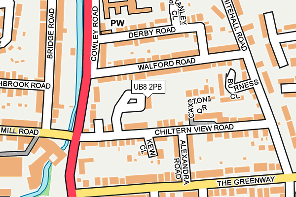 UB8 2PB map - OS OpenMap – Local (Ordnance Survey)