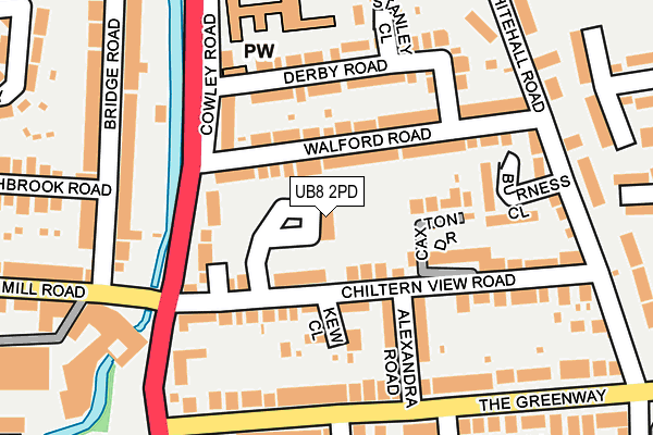 UB8 2PD map - OS OpenMap – Local (Ordnance Survey)