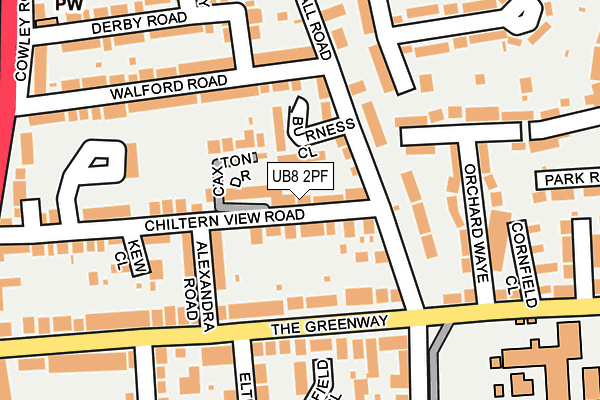 UB8 2PF map - OS OpenMap – Local (Ordnance Survey)