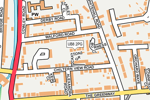 UB8 2PG map - OS OpenMap – Local (Ordnance Survey)