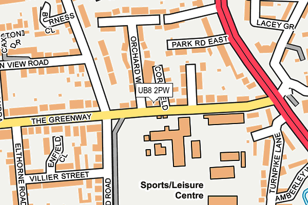 UB8 2PW map - OS OpenMap – Local (Ordnance Survey)