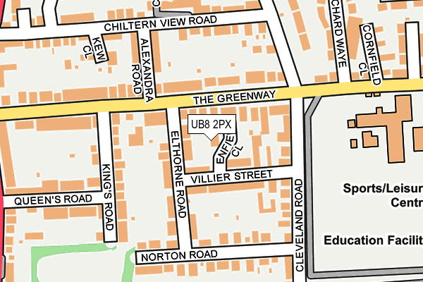 UB8 2PX map - OS OpenMap – Local (Ordnance Survey)