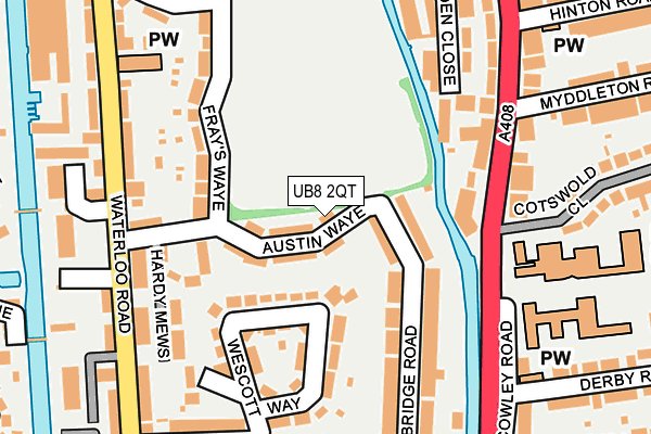 UB8 2QT map - OS OpenMap – Local (Ordnance Survey)
