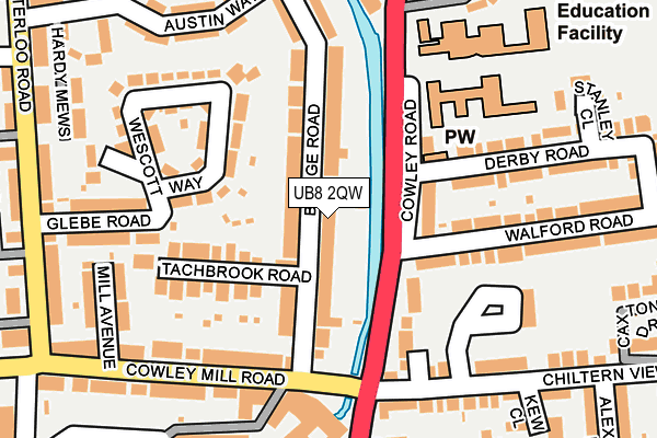 UB8 2QW map - OS OpenMap – Local (Ordnance Survey)