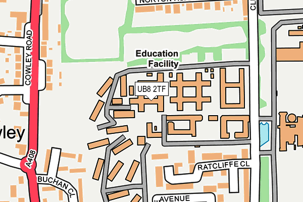 UB8 2TF map - OS OpenMap – Local (Ordnance Survey)