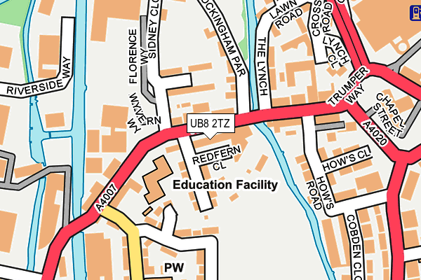 UB8 2TZ map - OS OpenMap – Local (Ordnance Survey)