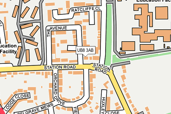 UB8 3AB map - OS OpenMap – Local (Ordnance Survey)