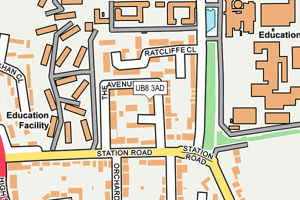 UB8 3AD map - OS OpenMap – Local (Ordnance Survey)