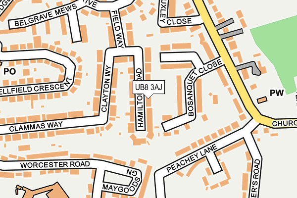 UB8 3AJ map - OS OpenMap – Local (Ordnance Survey)