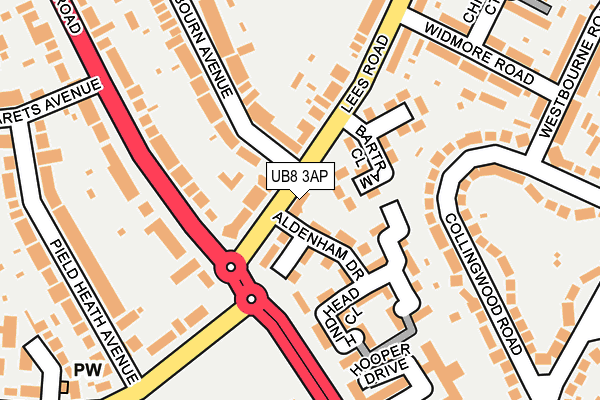 UB8 3AP map - OS OpenMap – Local (Ordnance Survey)