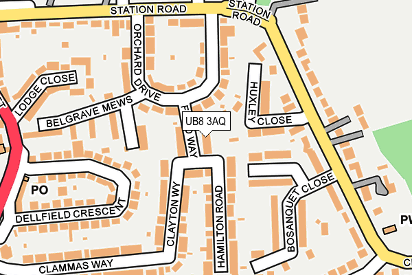 UB8 3AQ map - OS OpenMap – Local (Ordnance Survey)