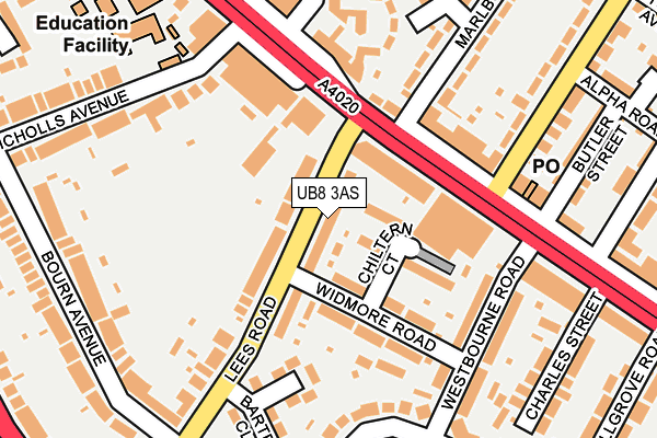 UB8 3AS map - OS OpenMap – Local (Ordnance Survey)