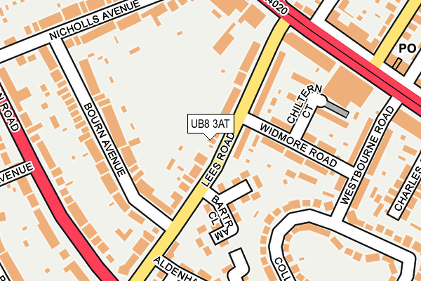 UB8 3AT map - OS OpenMap – Local (Ordnance Survey)