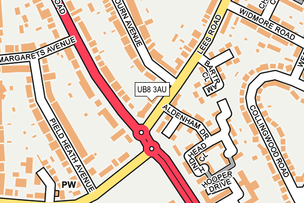 UB8 3AU map - OS OpenMap – Local (Ordnance Survey)