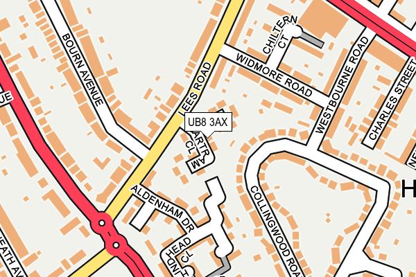 UB8 3AX map - OS OpenMap – Local (Ordnance Survey)