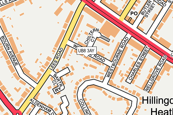 UB8 3AY map - OS OpenMap – Local (Ordnance Survey)