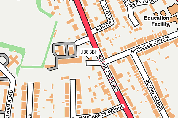 UB8 3BH map - OS OpenMap – Local (Ordnance Survey)