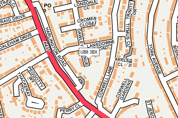 UB8 3BX map - OS OpenMap – Local (Ordnance Survey)
