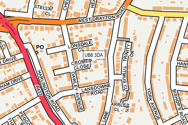 UB8 3DA map - OS OpenMap – Local (Ordnance Survey)