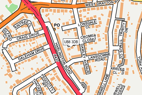 UB8 3DB map - OS OpenMap – Local (Ordnance Survey)